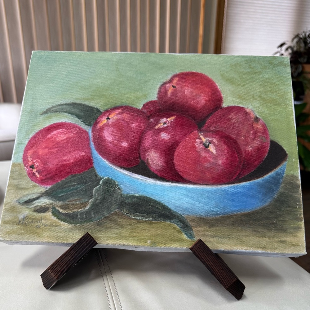 Original Oil Still life Red Apple Canvas Art